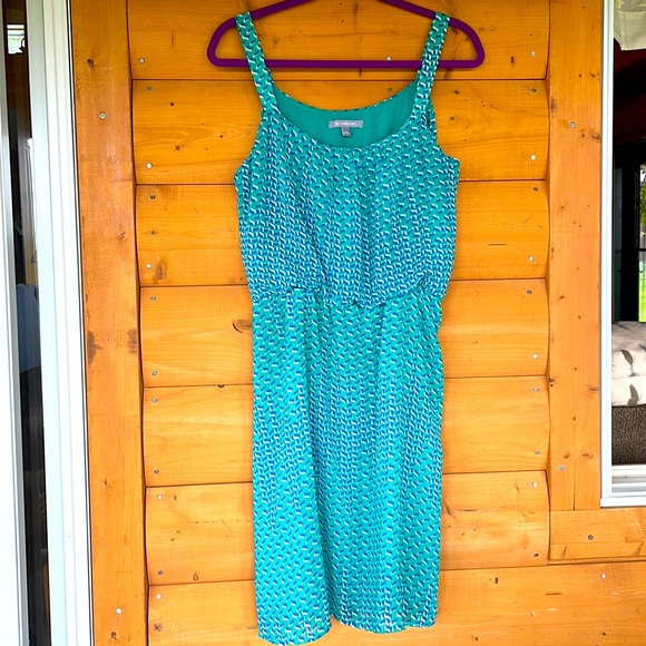 NY Collection blouson and tank style geometric print dress.  Size Large. - Picture 8 of 10